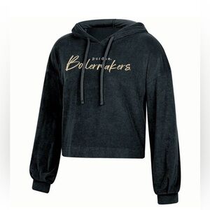 NCAA Purdue Boilermakers Sweatshirt Black Terry Cropped College Size Medium NWT